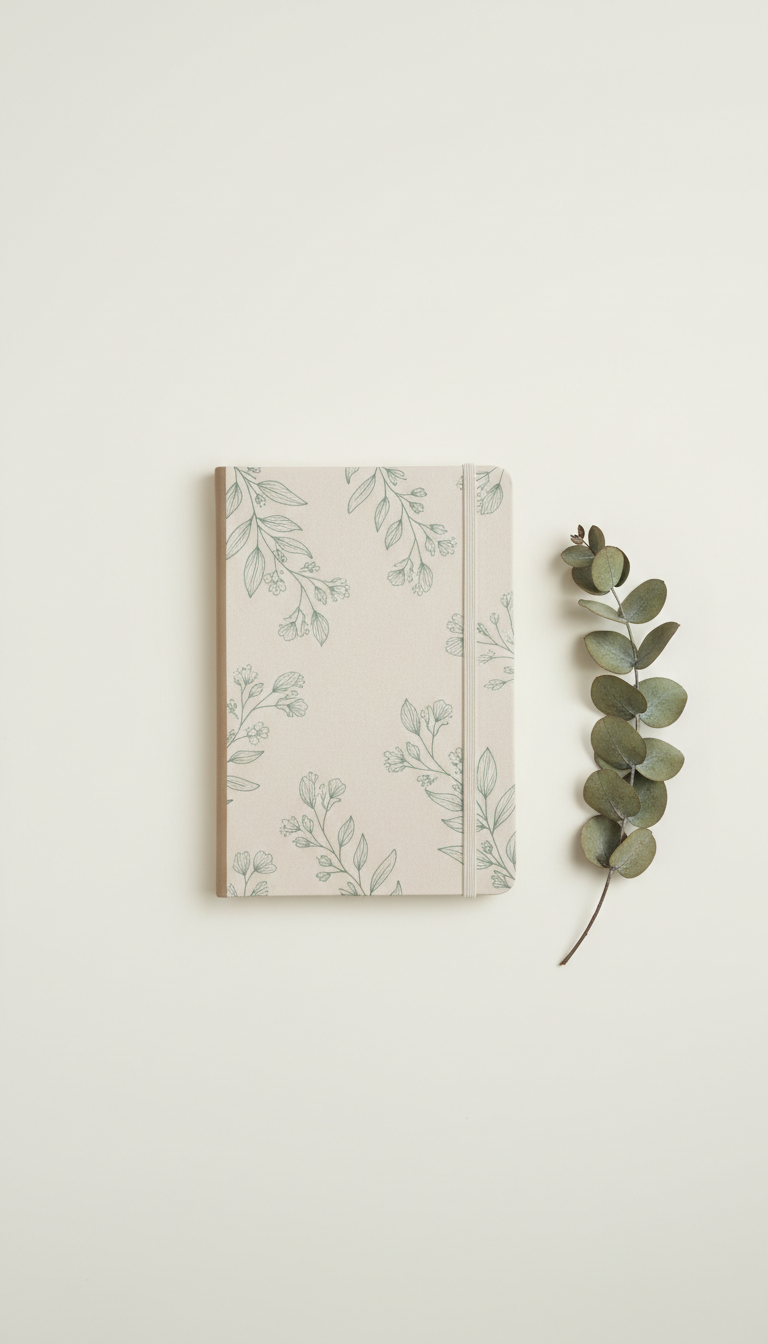 Linen Prayer Journal With Botanical Motifs